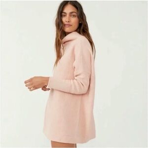 Free People Ottoman Slouchy Tunic Oversized Ribbed Mock neck Pink Women’s XS